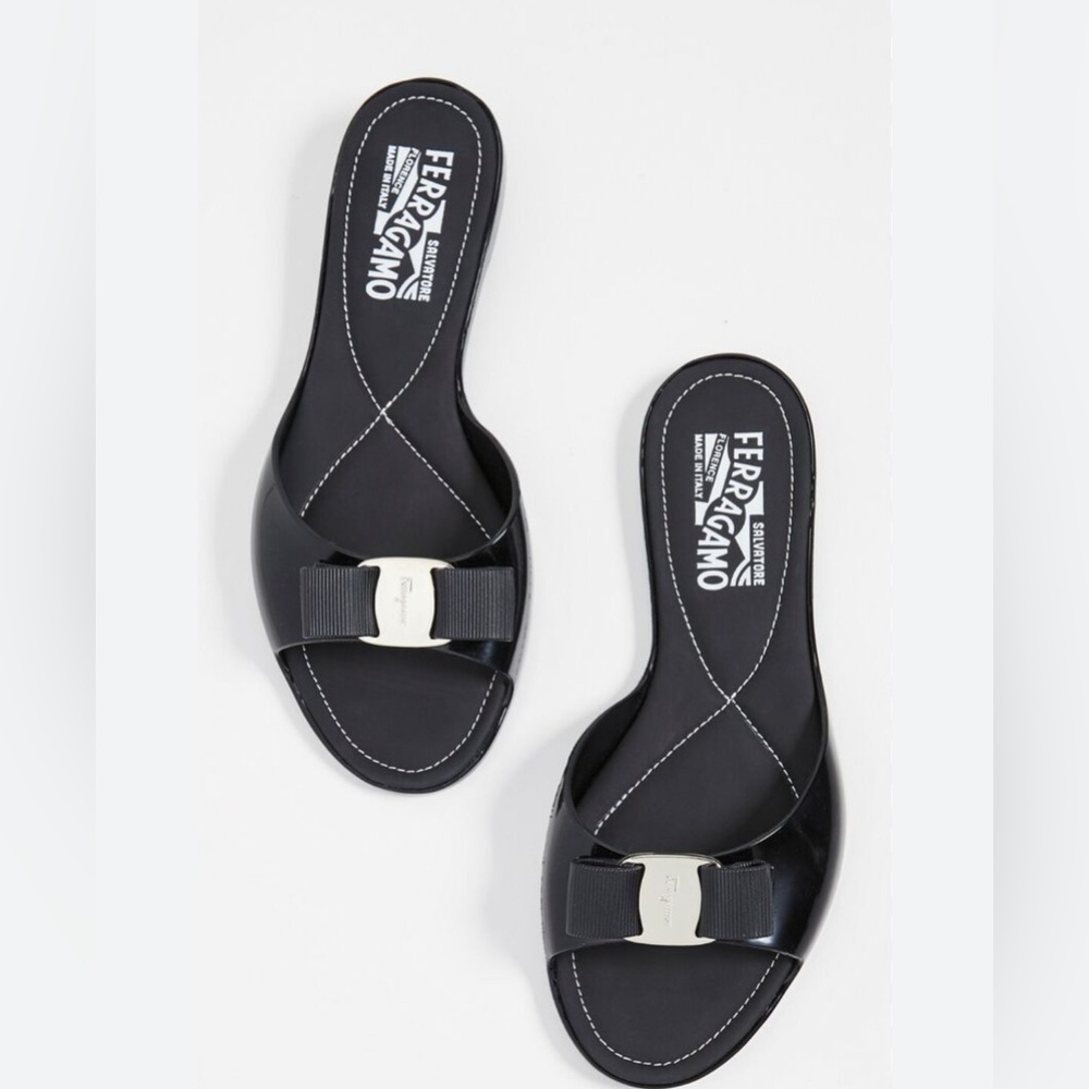 Salvatore Ferragamo jelly black slides size 8